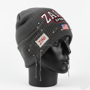 หมวกบีนนี่สำหรับผู้หญิง, หมวกบีนนี่ผ้าถักระดับพรีเมียมเนื้อนุ่มยืดหยุ่นปรับแต่งโลโก้ได้ตามต้องการปักลายผ้าแจ็คการ์ดดีไซน์แบบเย็บปะติด - Product Image 4