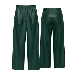 Pantalon large en cuir taille haute pour femmes, mode, coupe ample, pantalon droit, vêtements d'automne et d'hiver, pantalon en cuir décontracté de bureau - Product Image 2