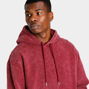 Sudaderas con capucha de calle lavadas con ácido sólido de invierno de alta calidad para hombres bolsillo de canguro de lana transpirable 100% algodón Casual de gran tamaño - Product Image 5