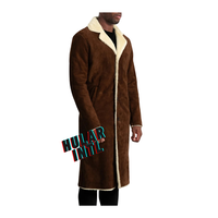 Manteau long classique B3 pour homme en cuir véritable avec décoration en peau de mouton, veste d'hiver tricotée à double boutonnage coupe-vent