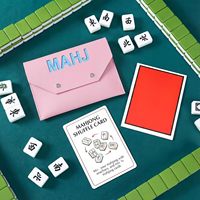 Rosa Leder Mahjong-Karten-Clutch-Halter Tasche für Karten Mahjong-Zubehör Schutzhülle mit Sicherheitsverschluss Ideales Geschenk