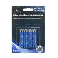 ELE-GATE 4 AAA 1.5V Baterai Alkaline Silinder Bebas Merkuri 42x9mm 1000mAh Model PL.7AAA*4 Peralatan Rumah Tangga