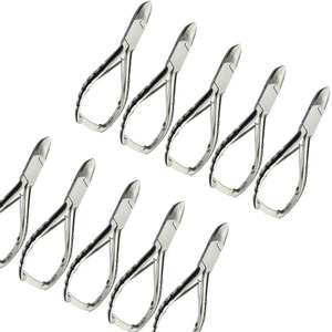 Juego de 10 pinzas para uñas de los pies con mango impreso curvo, cortaúñas encarnadas para Podología, acero inoxidable, grado quirúrgico Manual CE - Product Image 6