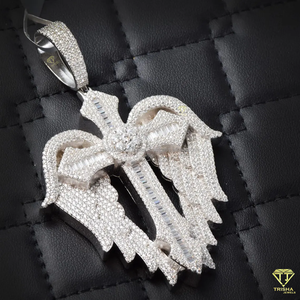 จี้ไม้กางเขนพร้อมปีกนางฟ้าและทรงกลมตัดมาจาก VVS เครื่องประดับเพชรที่สวยงามในสไตล์ฮิปฮอป - Product Image 2