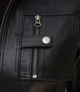 Custom Women Biker Jacket High Quality Genuine Black Denim Streetwear New Arrival Big Size Winter Leather with Cotton Filling - Product Image 2