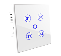 Interrupteur mural intelligent 2 voies compatible WiFi Fox Domotics, commande vocale Google Home Alexa, 6A, verre trempé, PC, IP40