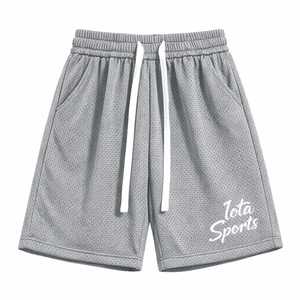 Shorts de basket-ball pour hommes de haute qualité, écologiques, vente en gros, MOQ faible, entrejambe de 7 pouces, séchage rapide, gris clair, maille 100% polyester - Product Image 1