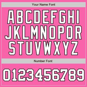 Camiseta de béisbol auténtica blanca y rosa personalizada con rayas blancas y negras - Product Image 4