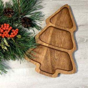 Plateau de service en bois pour sapin de Noël avec finition naturelle - Product Image 1