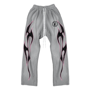 Custom Lightweight Man Oversize 100% Cotton <b>Flared</b> Washed <b>Sweatpants</b> with Custom Printing High Street Style - Product Image 4