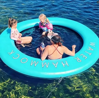 Planche flottante ronde pliable pour la détente aquatique, plateforme flottante de loisirs avec filet, jeu aquatique pour adultes