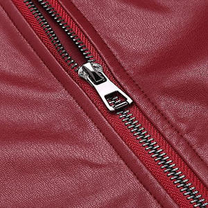 Chaqueta de cuero de moda para hombre personalizada al mejor precio, hecha en Pakistán, chaqueta de cuero de Color rojo a la moda, chaqueta de cuero de motorista - Product Image 3