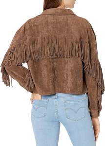 Nouveautés Veste en daim d'agneau à franges avec logo personnalisé Veste de cow-boy western pour femmes Veste courte pour femmes pour moto - Product Image 6