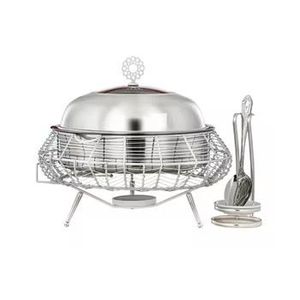 ถาดอุ่นอาหารเหล็กพรีเมียม พร้อมขาตั้ง ฝาปิด และอุปกรณ์เสริม เหมาะสำหรับงานเลี้ยงบุฟเฟ่ต์ งานแต่งงาน งานจัดเลี้ยงในบ้าน - Product Image 1