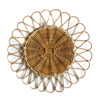Napperon floral en rotin naturel tissé à la main, napperon en rotin tissé, coussin de table rond de couleur naturelle pour la vaisselle de mariage Boho
