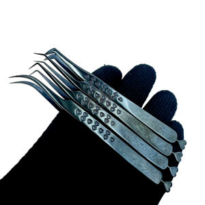 Professional <b>Eyelash</b> Extension <b>Tweezers</b> With New Design Heart Grip Handle <b>Eyelash</b> <b>Tweezers</b> Custom Logo Stainless Steel <b>Tweezers</b> - Product Image 5