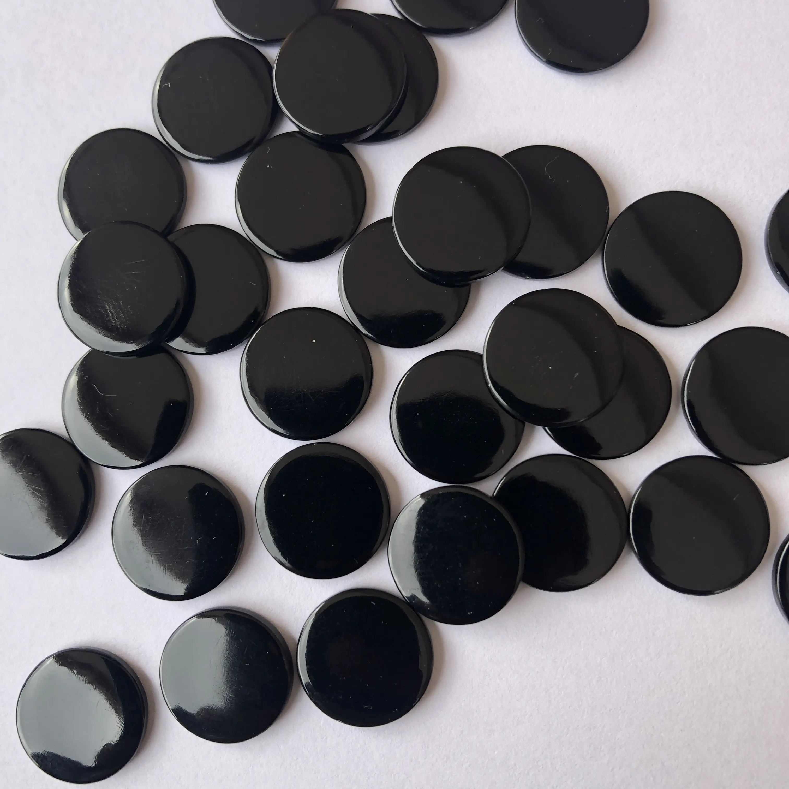 Pedra de ônix preto natural, 16mm, 18mm, 20mm, forma de moeda lisa, pedras preciosas soltas, pedras semipreciosas de fábrica, moedas planas soltas, novidade quente