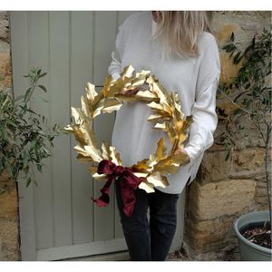 Manufacturer Wholesale <b>Artificial</b> <b>Wreath</b> UV Resistant Metal Leaf Wall Decor Faux Eucalyptus Garland for Seasonal Festival Party - Product Image 6