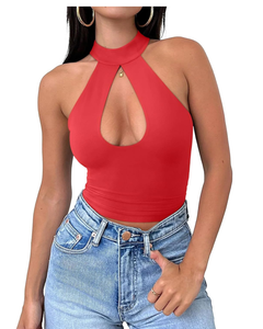 เสื้อครอปคล้องคอเซ็กซี่ของผู้หญิงเสื้อแขนกุดทันสมัยเสื้อออกไปข้างนอกสำหรับใส่ตอนกลางคืน Y2K - Product Image 1