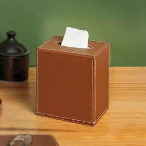 Boîte à mouchoirs en cuir simple et élégante avec un design raffiné pour les maisons, les bureaux de direction et les salons haut de gamme à bas prix - Product Image 3