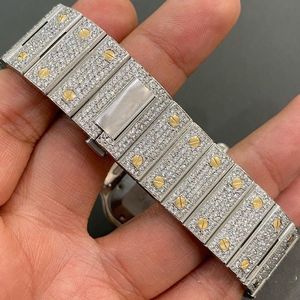 หรูหรานาฬิกาอัตโนมัติเครื่องประดับนาฬิกาข้อมือ 30 กะรัต VVS Moissanite เพชรชุบเต็ม Iced Out นาฬิกาสําหรับผู้ชายและผู้หญิง - Product Image 3