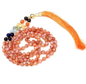 Vente chaude 7 Chakra Sunstone 108 Perles Mala Nouées À La Main Artiste Indien Pulsera Colliers pour Fiançailles Yoga Bijoux - Product Image 3