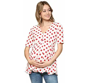 Personalizado al por mayor de alto algodón orgánico personalizado transpirable manga corta maternidad embarazo mujeres camiseta