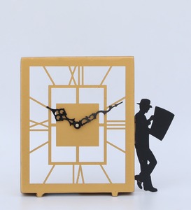 Elegant Golden Iron Desk <b>Clock</b> Modern & Contemporary Roman Numeral Silent Rectangular Quartz Movement - Product Image 1
