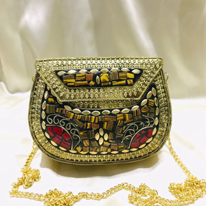 Sac de soirée élégant pour dames Designer Metal Mosaic Handcrafted Clutch - Product Image 1