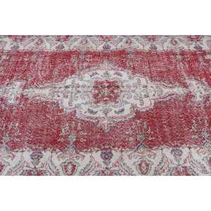 พรมตุรกีวินเทจ ขนาดใหญ่ 5.2x8.8 ฟุต พรมขนสัตว์ลายพรางสีแดงขาว - Product Image 5