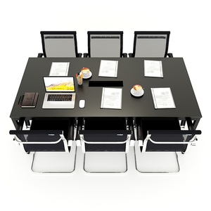 Table de réunion modulaire UConcept System 200x100x75cm, 8 places, style minimaliste contemporain, pieds en métal et acier, assemblage requis - Product Image 3