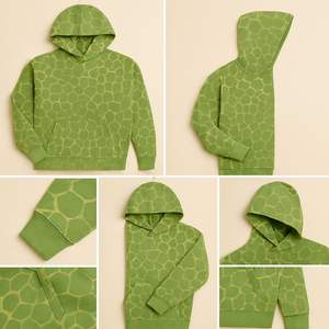 Sweat à capuche imprimé vert unisexe décontracté avec motif géométrique Pull en polaire chaud Streetwear Fashion for Autumn - Product Image 6