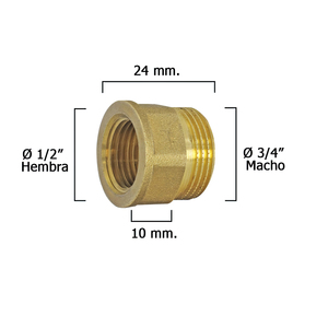 Raccordo esagonale lucidato riduttore da 3/4 maschio a 1/2 femmina x M10 - Product Image 1