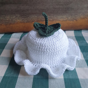 Chapeau Bob Lys de Vallée au design Tulipe Blanche, crocheté à la main, protection solaire hivernale pour le sport, les voyages, le ski, le cyclisme, la pêche et les fêtes - Product Image 2