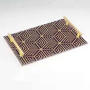 Plateau de service moderne de luxe avec base en marbre et poignée pour la décoration de Noël et les repas à prix avantageux - Product Image 3