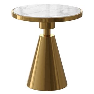 Table basse tendance en métal doré avec dessus en marbre granit Meubles de salle à manger de luxe Table d'extrémité en métal à un prix abordable - Product Image 3