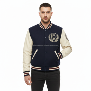 Custom Apparel Wool Varsity <b>Jacket</b> for <b>Men</b> with Vintage Chenille Patches Windproof Breathable <b>Summer</b> Cotton Lining - Product Image 3