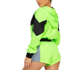 Chaqueta cortavientos de nailon para mujer con logotipo personalizado, chándal con cremallera, chándal con capucha de 2 piezas, ropa de calle, conjuntos de pantalones cortos, conjunto de 2 piezas - Product Image 4