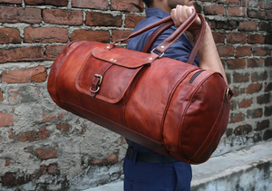 Sac de voyage en cuir de chèvre véritable Sac de nuit en cuir de week-end Sports Gym Duffel pour hommes femmes - Product Image 6