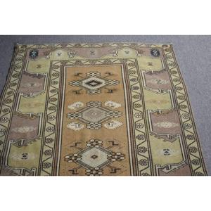 Tapis turc, tapis vintage 3,8x6,2 pieds, tapis en laine persane marron - Product Image 4