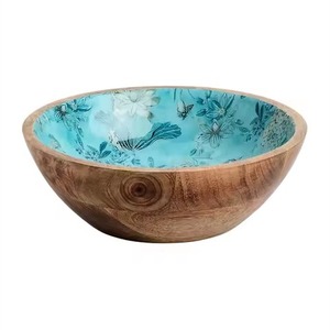 Juego de 2 Ensaladeras de Madera de Mango Premium con Diseño de Esmalte, Perfecto para Hoteles, Restaurantes, Mesa de Comedor y Decoración de Cocina - Product Image 2