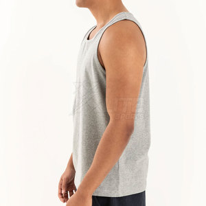 Camiseta sin mangas para hombre, corte ajustado, tejido de poliéster/algodón transpirable, para gimnasio, entrenamiento, rendimiento atlético, pedido al por mayor - Product Image 4