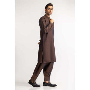 Costume d'affaires pour homme avec broderie couleur rouille, fermeture à bouton simple, fermeture éclair, taille XL, imprimé, comprenant un blazer et un pantalon, référence SK-E24-015 - Product Image 3