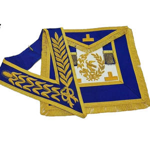 Conjunto de Regalía de la Gran Logia Masónica, Conjunto de Mandil y Collar de Rango Alto, Mandil y Collar de Piel de Cordero con Bordado a Mano Masónico - Product Image 1