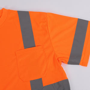 เสื้อโปโลแขนสั้นสีส้มดำมีกระเป๋าสะท้อนแสงสำหรับผู้ชายทำงาน - Product Image 5