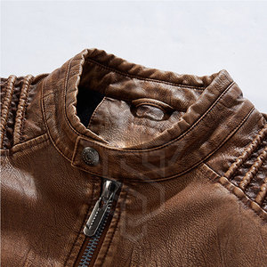Concevez votre propre veste en cuir d'hiver personnalisable de haute qualité pour hommes col montant manches longues style High Street-meilleur prix - Product Image 4