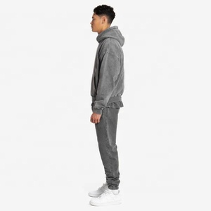 Custom 3D Puff Print Sweatsuits Two Pieces Fleece Tracksuit Set <b>Oversized</b> Cotton Joggers Flared <b>Sweatpants</b> and Hoodie Set Men - Product Image 3