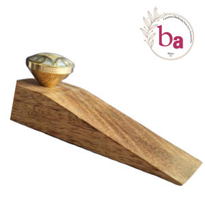 Handicrafts Gift Items Wooden <b>Door</b> Stopper With Brass Mother of Pearl Knobs - Product Image 4