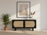 Meuble de rangement en bois fait main de style Japandi, de haute qualité, durable, moderne, facile à nettoyer, pour appartement, salon, chambre, ferme