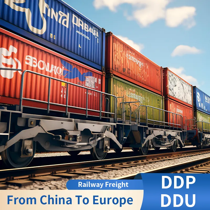 Train transport container service for door to door railway freight from china to france belgium